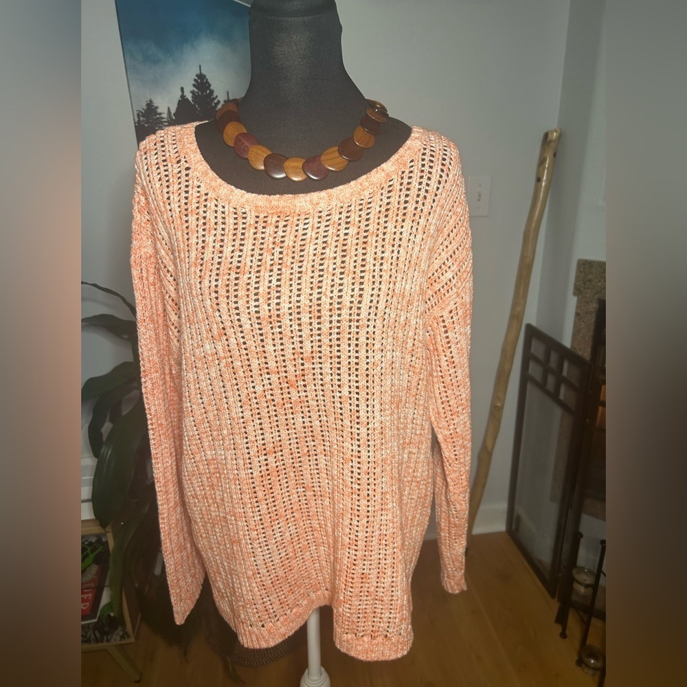 Talbots Women's Creamsicle Sweater Size M 100% Cotton Long Sleeve Round Neck
